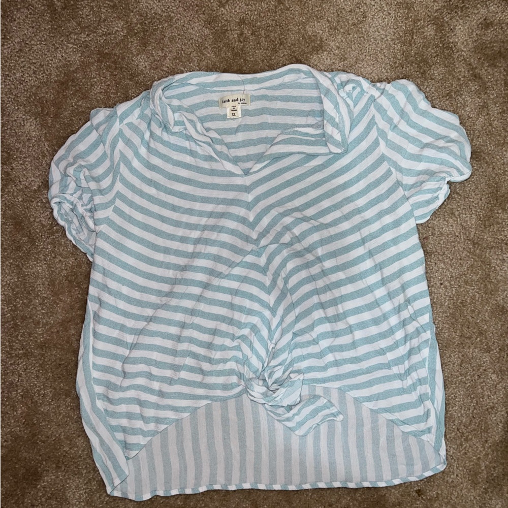 Striped blouse with front tie